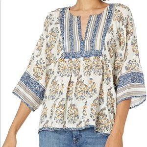Lucky Brand - Women's Mixed Print Peasant Top - size XS